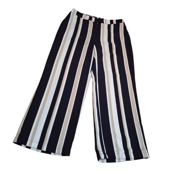 Alfani Pants - Alfani Striped Wide Leg Pants Career Ladies Size 8 Ditsy Hippie Festival BOHO